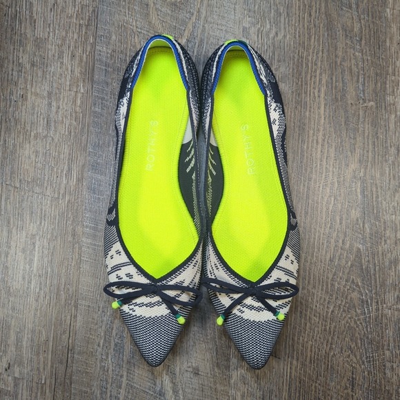 Rothy's The Point Bow Flat Botanical Navy Blue Women's Size 10.5 Retired - Picture 5 of 14